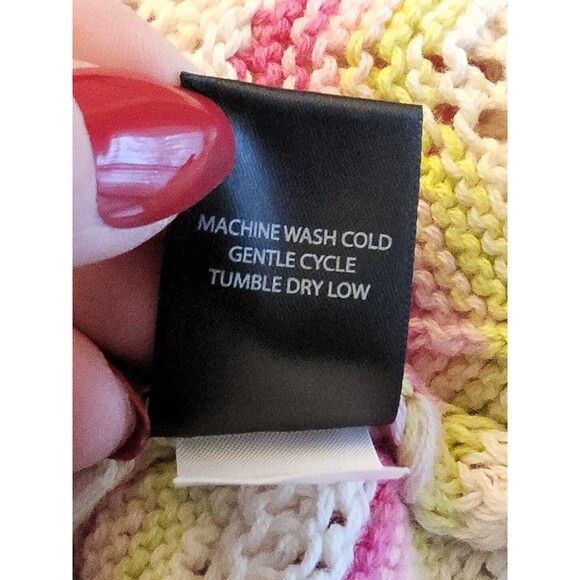 Torrid Women's Sz 6 Crochet Loose Knit Flutter Sleeve Zigzag Top Pink White EUC - Picture 15 of 16